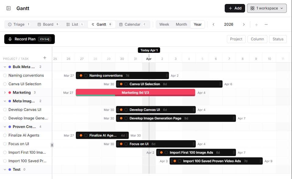 Gantt chart feature preview